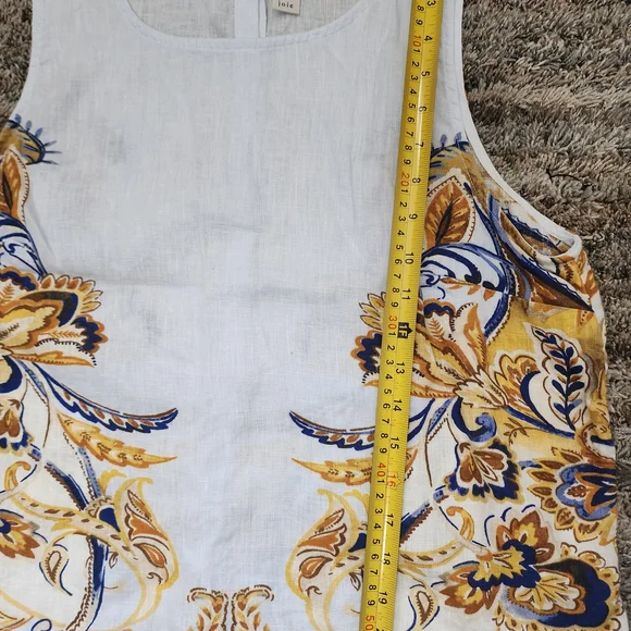 Joie 100% Linen. Floral Print Top and Shorts Set - White and Yellow - Picture 15 of 16